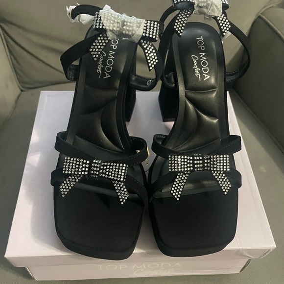 TOP Moda Black Rhinestone Heels - Picture 4 of 7